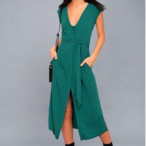 Leeman Teal Green Sleeveless Midi Dress S